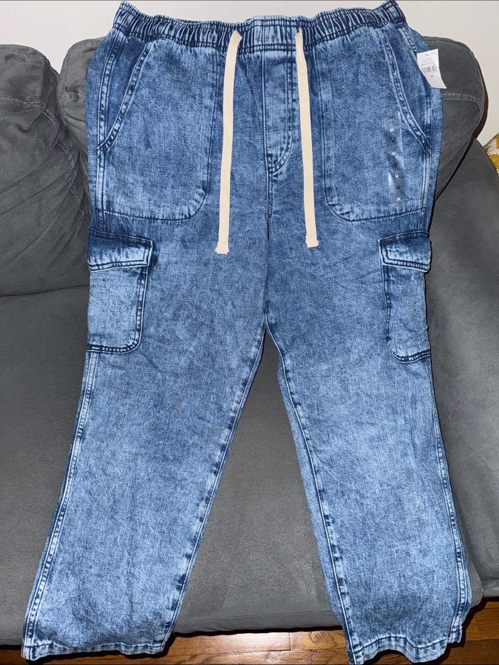GAP Women's Light Blue Washed Boot Cut Cargo Jeans